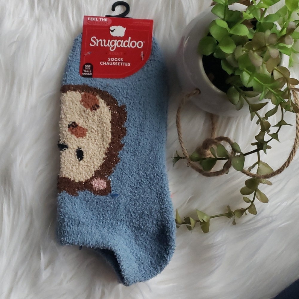Snugadoo Super Soft Monkey Gray Blue Adult Socks
